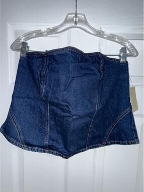 Dark Wash Denim Corset Top – Size 16, NWT
